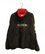 doubletダブレット）の古着「POLYESTER FLEECE HALF ZIP PULLOVER / 袖刺繍フリースハーフジッププルオーバー」｜ブラック