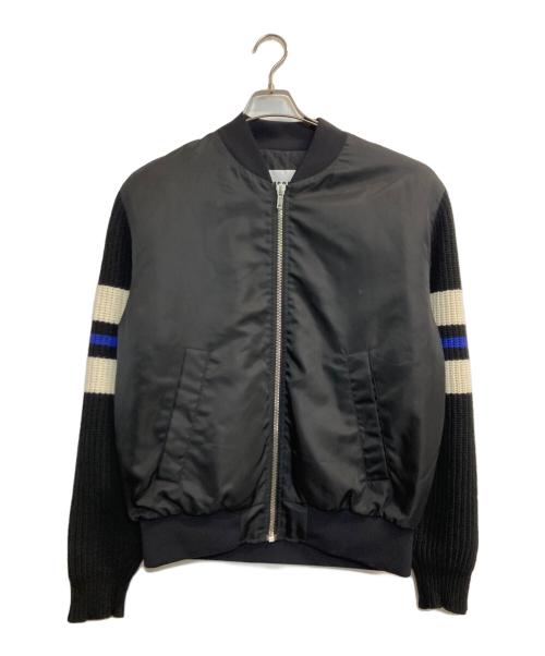 MSGM（エムエスジーエム）MSGM (エムエスジーエム) ニット切替ボンバージャケット ブラック サイズ:48の古着・服飾アイテム