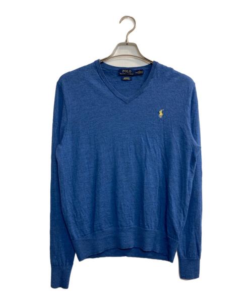 POLO RALPH LAUREN（ポロ・ラルフローレン）POLO RALPH LAUREN (ポロ・ラルフローレン) Vネックニット ブルー サイズ:Lの古着・服飾アイテム