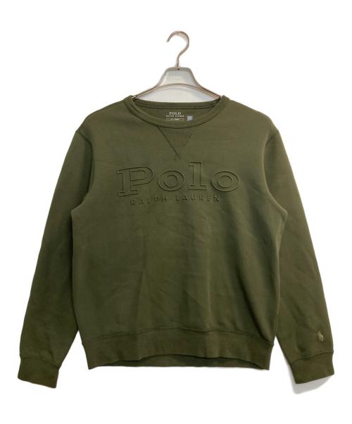 POLO RALPH LAUREN（ポロ・ラルフローレン）POLO RALPH LAUREN (ポロ・ラルフローレン) エンボスロゴスウェット カーキ サイズ:Ｍの古着・服飾アイテム
