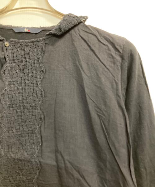 45R（フォーティファイブ・アール）45R (フォーティファイブ・アール) フロントレースブラウス ネイビー サイズ:2の古着・服飾アイテム