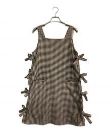 OBLI（オブリ）の古着「ブラウンリボンジャンパーワンピース」｜ブラウン