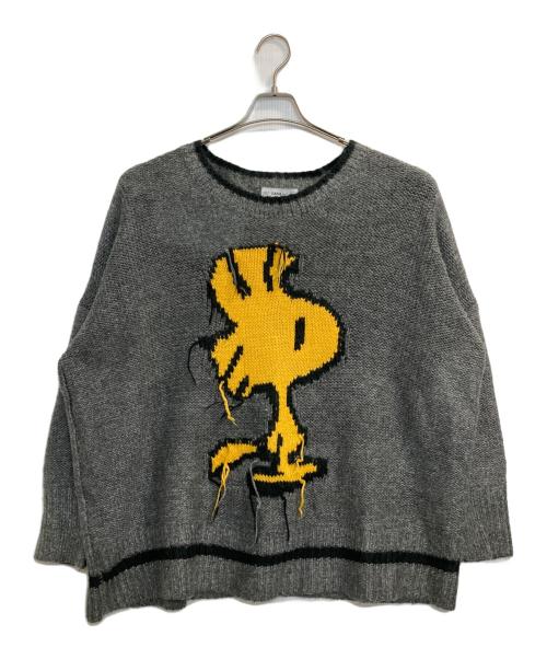 ZARA（ザラ）ZARA (ザラ) PEANUTS (ピーナッツ) ウッドストックニットセーター グレー サイズ:Sの古着・服飾アイテム