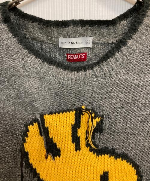 ZARA（ザラ）ZARA (ザラ) PEANUTS (ピーナッツ) ウッドストックニットセーター グレー サイズ:Sの古着・服飾アイテム