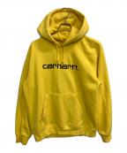 CarHarttカーハート）の古着「ロゴ刺繍パーカー」｜イエロー