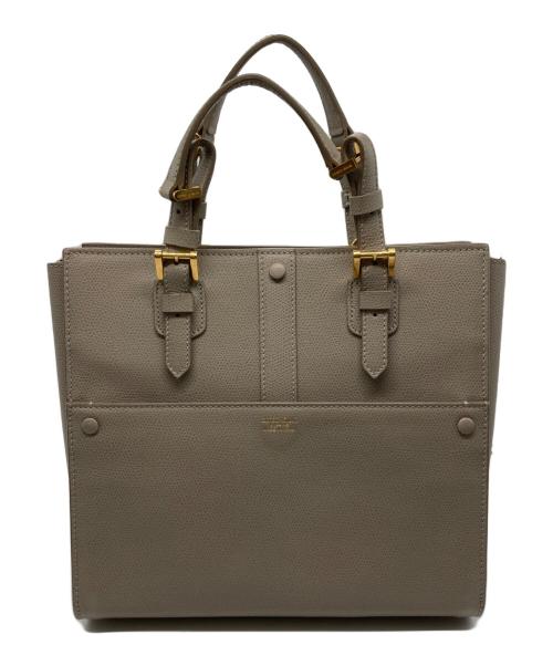 GIORGIO ARMANI（ジョルジョアルマーニ）GIORGIO ARMANI (ジョルジョアルマーニ) レザートートハンドバッグ ベージュの古着・服飾アイテム