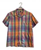 POLO RALPH LAURENポロ・ラルフローレン）の古着「マドラスチェックオープンカラーシャツ」｜オレンジ