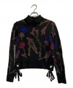 noir kei ninomiyaノワール ケイ ニノミヤ）の古着「サイドリボン花柄ニット」｜ブラック×ブラウン