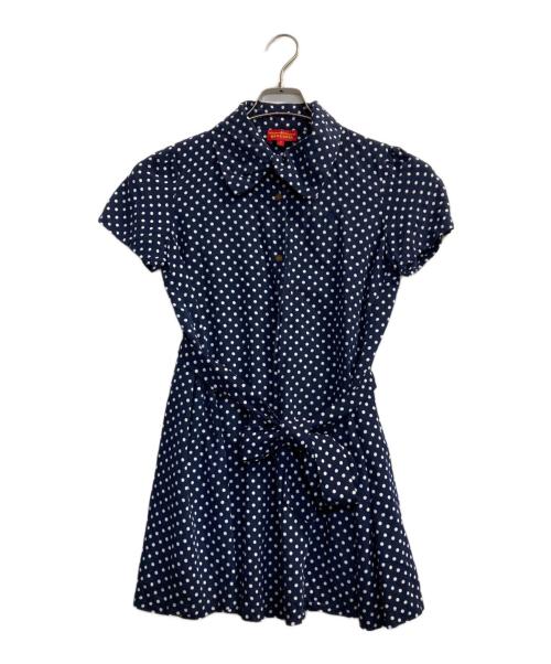 Vivienne Westwood RED LABEL（ヴィヴィアンウエストウッドレッドレーベル）Vivienne Westwood RED LABEL (ヴィヴィアンウエストウッドレッドレーベル) ドットロングシャツ ネイビー×ホワイト サイズ:2の古着・服飾アイテム