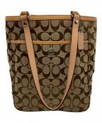 COACHコーチ）の古着「トートバッグ」｜ベージュ×ブラウン