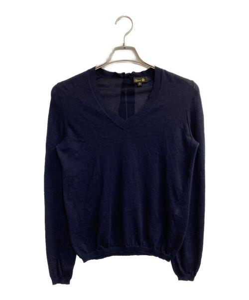 DRAWER（ドゥロワー）Drawer (ドゥロワー) カシミヤ・シルクブレンドVネックニット ネイビー サイズ:2の古着・服飾アイテム