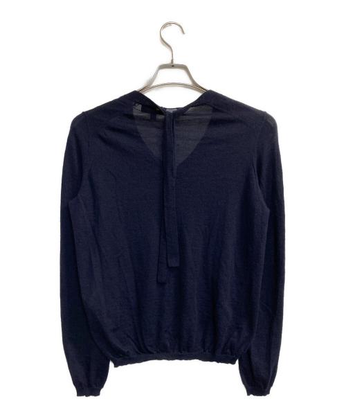 DRAWER（ドゥロワー）Drawer (ドゥロワー) カシミヤ・シルクブレンドVネックニット ネイビー サイズ:2の古着・服飾アイテム