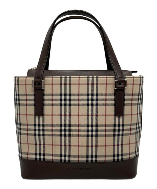 BURBERRY（バーバリー）BURBERRY (バーバリー) ノバチェックハンドバッグ ブラウン×ベージュの古着・服飾アイテム