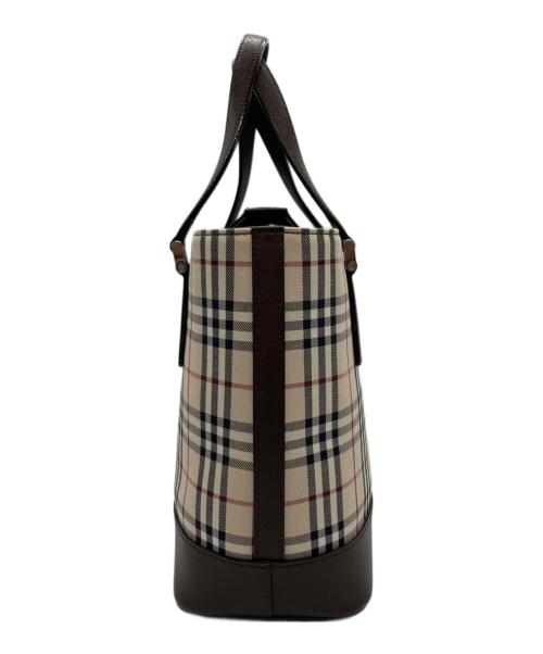 BURBERRY（バーバリー）BURBERRY (バーバリー) ノバチェックハンドバッグ ブラウン×ベージュの古着・服飾アイテム