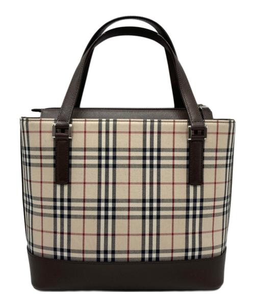 BURBERRY（バーバリー）BURBERRY (バーバリー) ノバチェックハンドバッグ ブラウン×ベージュの古着・服飾アイテム