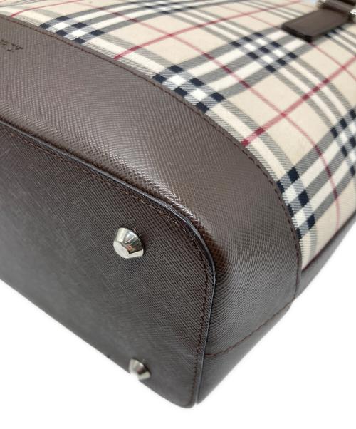 BURBERRY（バーバリー）BURBERRY (バーバリー) ノバチェックハンドバッグ ブラウン×ベージュの古着・服飾アイテム