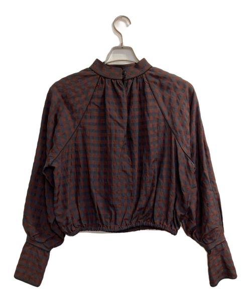 TODAYFUL（トゥデイフル）TODAYFUL (トゥデイフル) Ginghamcheck Puff Blouse/ギンガムチェックパフブラウス ブラウン×ネイビー サイズ:Ｆの古着・服飾アイテム