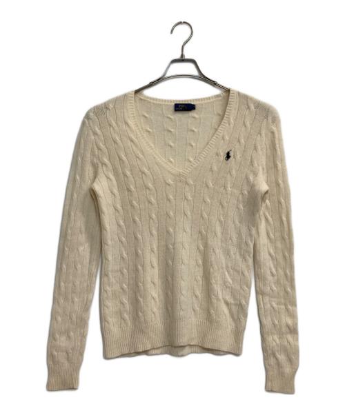 POLO RALPH LAUREN（ポロ・ラルフローレン）POLO RALPH LAUREN (ポロ・ラルフローレン) cashmere blend cable knit アイボリー サイズ:Mの古着・服飾アイテム