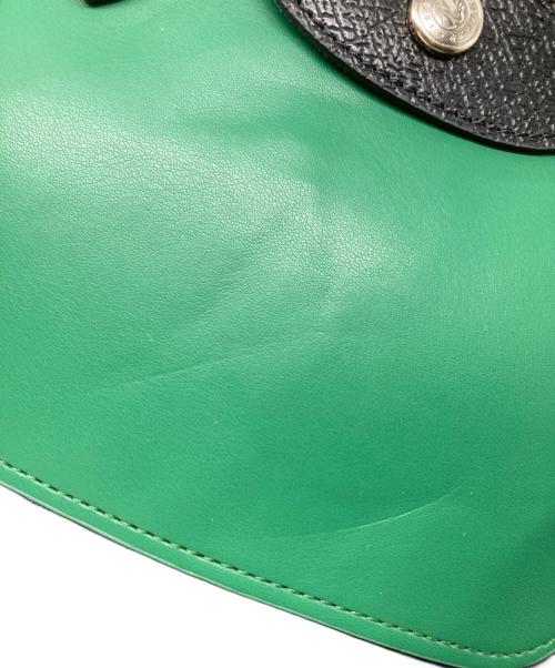 LONGCHAMP（ロンシャン）LONGCHAMP (ロンシャン) レザー切替ショルダーバッグ グリーン×ネイビーの古着・服飾アイテム