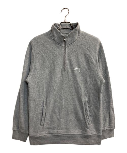 stussy（ステューシー）stussy (ステューシー) ハーフジップスウェット グレー サイズ:Ｍの古着・服飾アイテム
