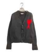 AMI Alexandre Mattiussiアミアレクサンドルマテュッシ）の古着「ハート刺繍ロゴウールカーディガン」｜ブラック