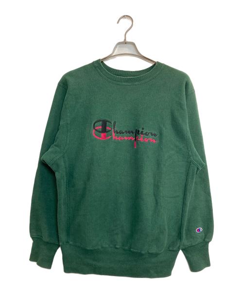 Champion REVERSE WEAVE（チャンピオン リバース ウィーブ）Champion REVERSE WEAVE (チャンピオン リバース ウィーブ) ロゴ刺繍スウェット グリーン サイズ:Lの古着・服飾アイテム