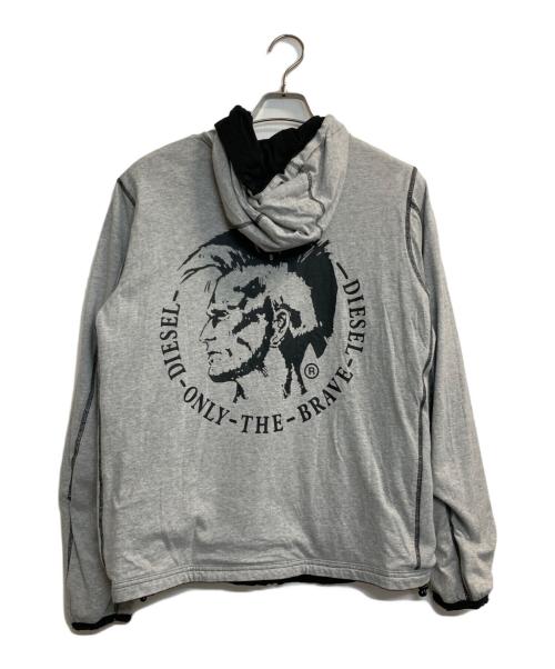 DIESEL（ディーゼル）DIESEL (ディーゼル) ブレイブマンバックプリントリバーシブルパーカー グレー サイズ:Mの古着・服飾アイテム