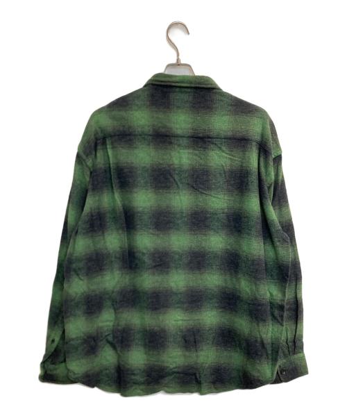 A BATHING APE（アベイシングエイプ）A BATHING APE (アベイシングエイプ) LOGO OMBRE CHECK FLANNEL LS SHIRT グリーン サイズ:Ｌの古着・服飾アイテム