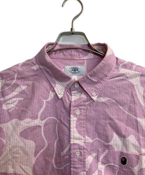 A BATHING APE（アベイシングエイプ）A BATHING APE (アベイシングエイプ) SOLID CAMO STRIPE RELAXED FIT SHIRT ピンク サイズ:Lの古着・服飾アイテム