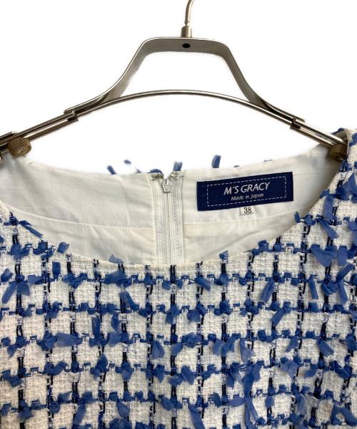 M'S GRACY（エムズグレイシー）M'S GRACY (エムズグレイシー) N/Sツィードワンピース ブルー サイズ:38の古着・服飾アイテム