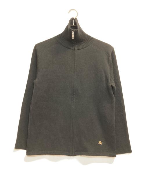 BURBERRY BLACK LABEL（バーバリーブラックレーベル）BURBERRY BLACK LABEL (バーバリーブラックレーベル) ワンポイントドライバーズニット ブラック サイズ:3の古着・服飾アイテム