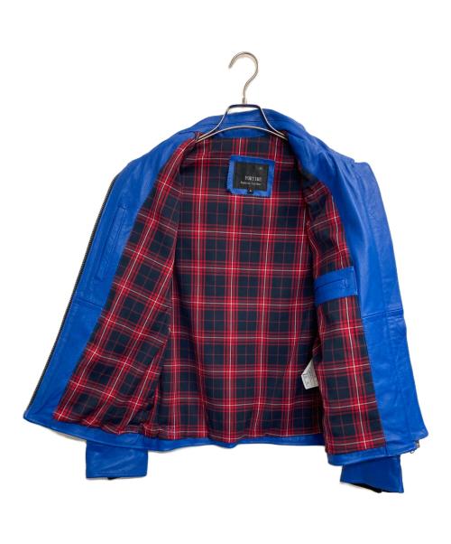 FORTIME（フォータイム）FORTIME (フォータイム) シングルライダースジャケット ブルー サイズ:Ｌの古着・服飾アイテム