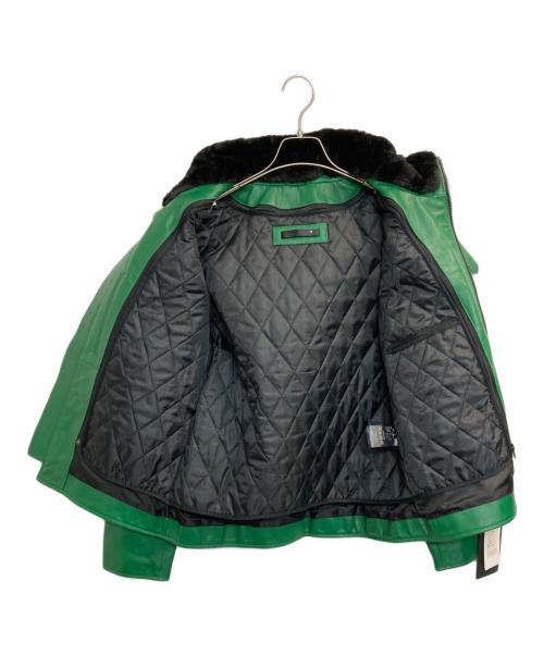 Liugoo Leathers（リューグーレザーズ）LIUGOO LEATHERS (リューグーレザーズ) ライナー付レザージャケット グリーン サイズ:Ｌの古着・服飾アイテム