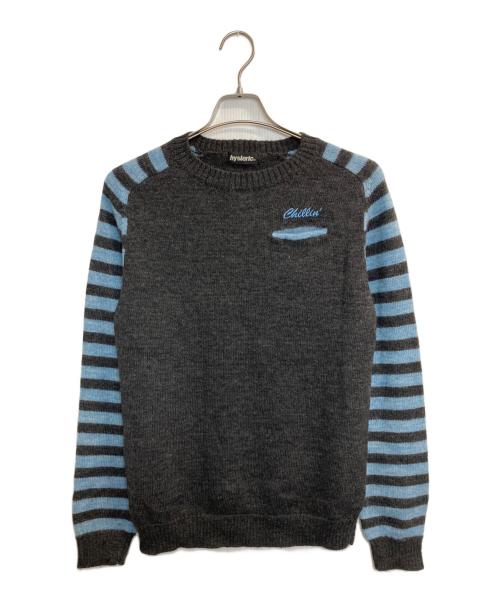Hysteric Glamour（ヒステリックグラマー）Hysteric Glamour (ヒステリックグラマー) ラウランボーダーニット ブルー×グレー サイズ:ＦＲＥＥの古着・服飾アイテム
