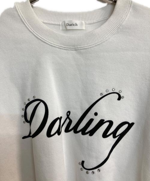 darich（ダーリッチ）Darich (ダーリッチ) 筆記体ロゴラインストーンクロップスウェット ホワイト サイズ:FREEの古着・服飾アイテム