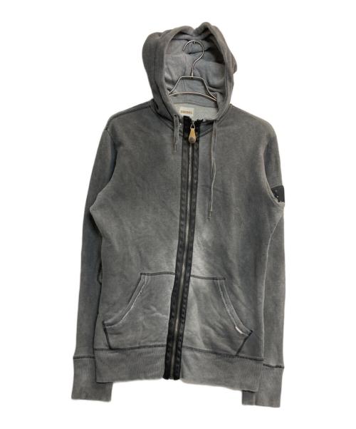 DIESEL（ディーゼル）DIESEL (ディーゼル) LEATHER PIPING ZIP PARKA グレー サイズ:Sの古着・服飾アイテム