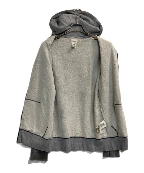 DIESEL（ディーゼル）DIESEL (ディーゼル) LEATHER PIPING ZIP PARKA グレー サイズ:Sの古着・服飾アイテム