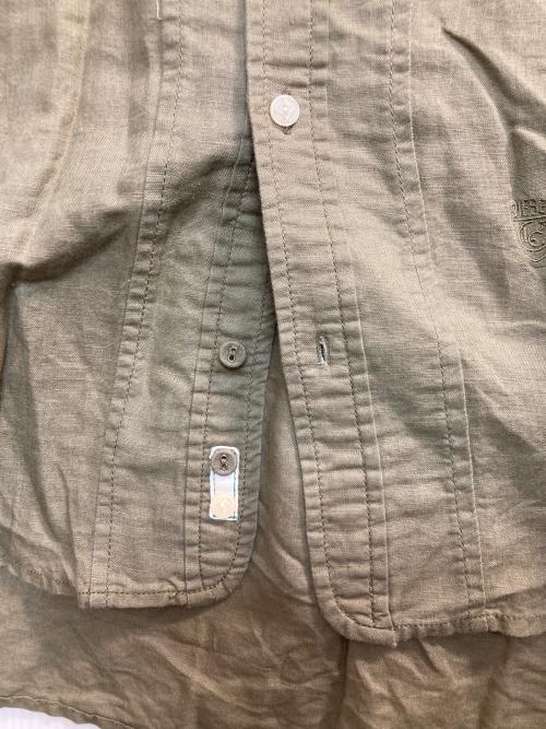 DIESEL（ディーゼル）DIESEL (ディーゼル) LINEN S/S WIRE COLLER SHIRTS オリーブ サイズ:ＸＬの古着・服飾アイテム