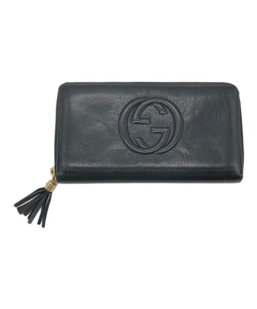 GUCCI（グッチ）GUCCI (グッチ) インターロッキングGラウンドファスナーウォレット ブラックの古着・服飾アイテム