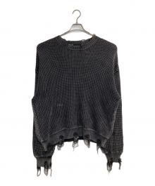 DANKE SCHON（ダンケ シェーン）の古着「PIGMENT STONEWASH DAMAGE AZE CREWNECK」｜ブラック
