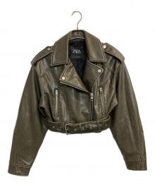 ZARA（ザラ）の古着「フェイクレザージャケット」｜オリーブ