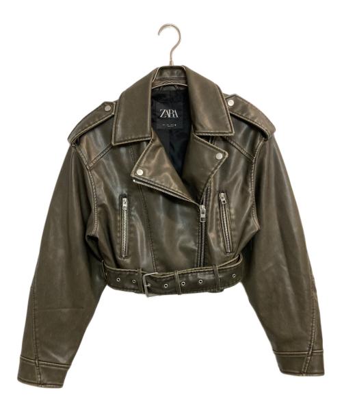 ZARA（ザラ）ZARA (ザラ) フェイクレザージャケット オリーブ サイズ:Ⅼの古着・服飾アイテム