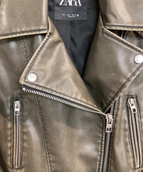 ZARA（ザラ）ZARA (ザラ) フェイクレザージャケット オリーブ サイズ:Ⅼの古着・服飾アイテム