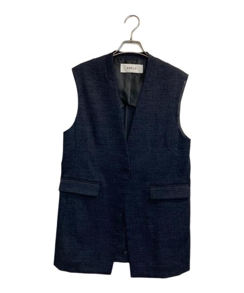 SOEJU（ソージュ）SOEJU (ソージュ) ツィーディージャカードジレ ネイビー サイズ:Mの古着・服飾アイテム