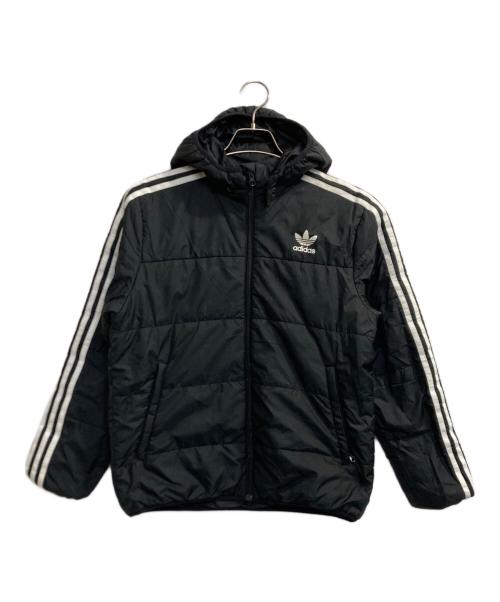adidas（アディダス）adidas (アディダス) 3 STRIPE PUFFER JACKET/スリース トライプス パファー ジャケット ブラック サイズ:160ｃｍの古着・服飾アイテム