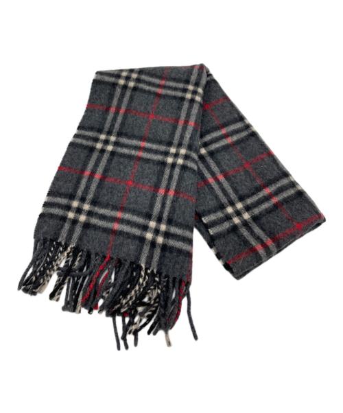 Burberry's（バーバリーズ）Burberry's (バーバリーズ) チェックマフラー ブラック×グレーの古着・服飾アイテム