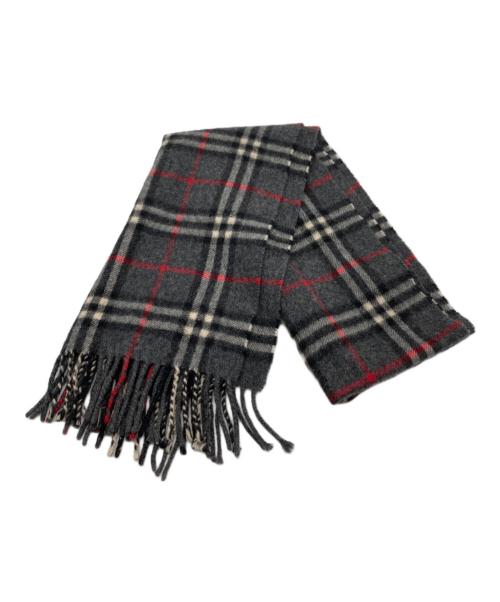 Burberry's（バーバリーズ）Burberry's (バーバリーズ) チェックマフラー ブラック×グレーの古着・服飾アイテム