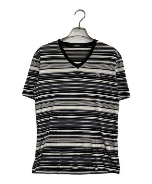 BURBERRY BLACK LABEL（バーバリーブラックレーベル）BURBERRY BLACK LABEL (バーバリーブラックレーベル) Vネックボーダーカットソー グレー×ブラック サイズ:2の古着・服飾アイテム