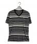 BURBERRY BLACK LABEL（バーバリーブラックレーベル）の古着「Vネックボーダーカットソー」｜グレー×ブラック