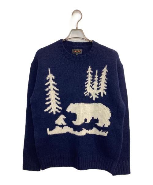 BEAMS PLUS（ビームスプラス）BEAMS PLUS (ビームスプラス) ホワイトベアーニット ホワイト×ネイビー サイズ:Ⅼの古着・服飾アイテム